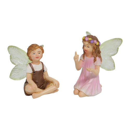 Mini Fairy Figurines Set of 2 | Resin Garden & Table Decor | Enchanting Outdoor Ornaments