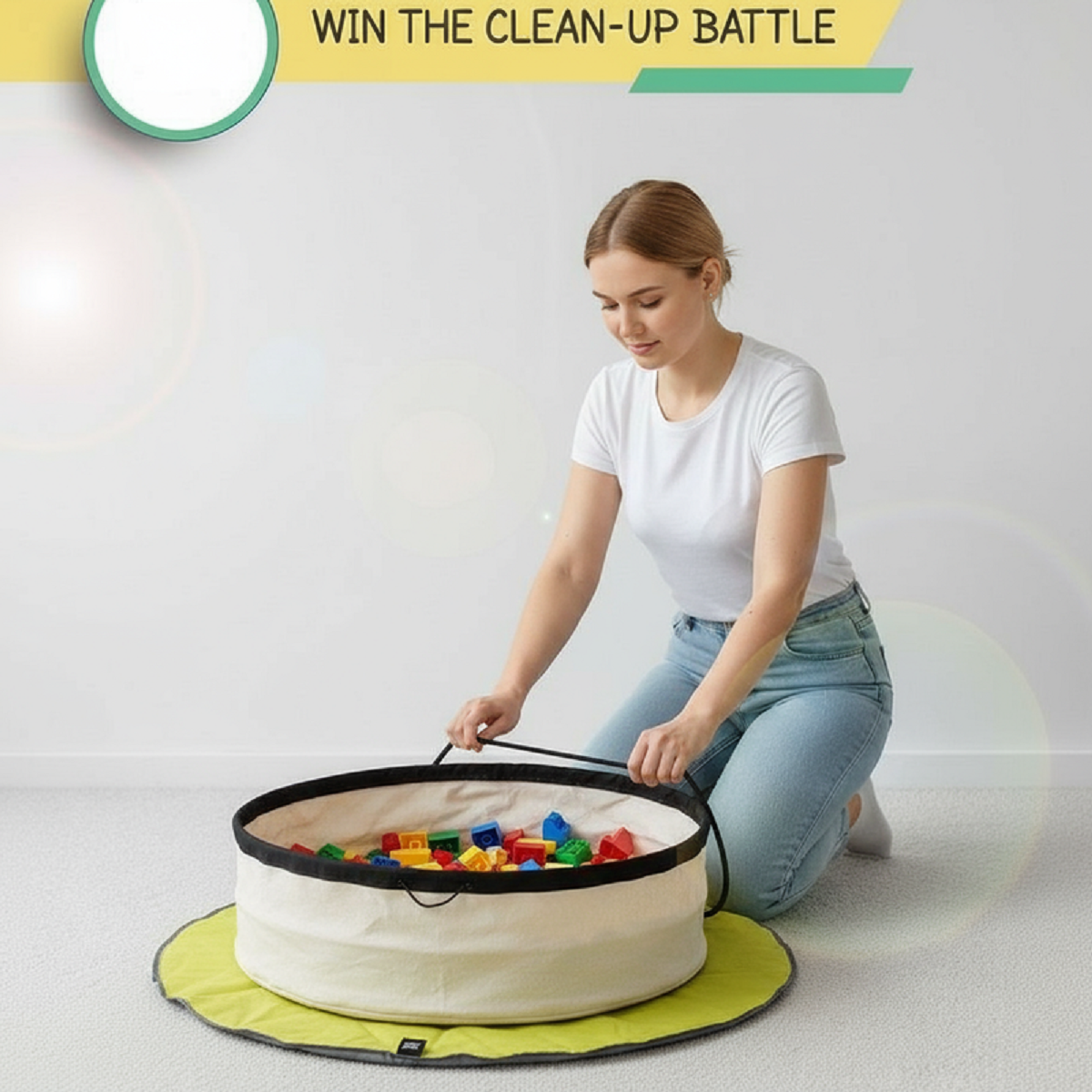 Kids' Toy Organizer with Drawstring - Portable Storage Bag and Play Mat