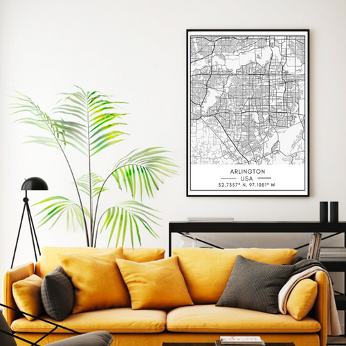Canvas Wall Art of Arlington City Map