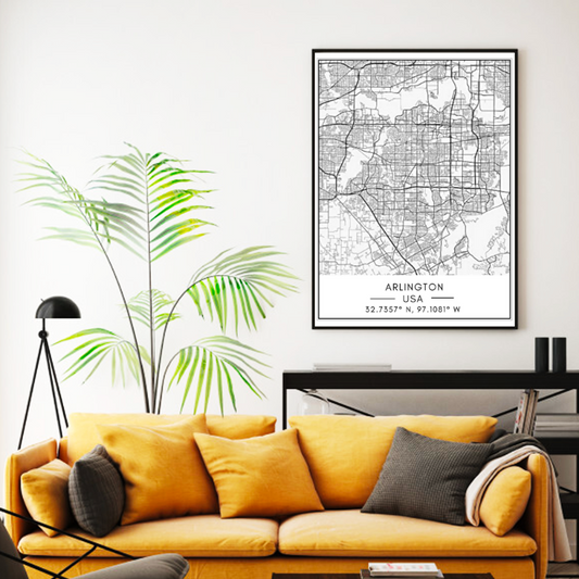 Canvas Wall Art of Arlington City Map