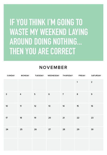 Embrace Adulting 2024 Wall Calendar | Sarcastic Humor