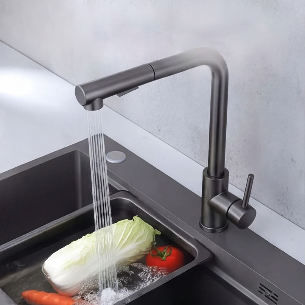 Modern Stainless Steel Pull-Out Kitchen Faucet