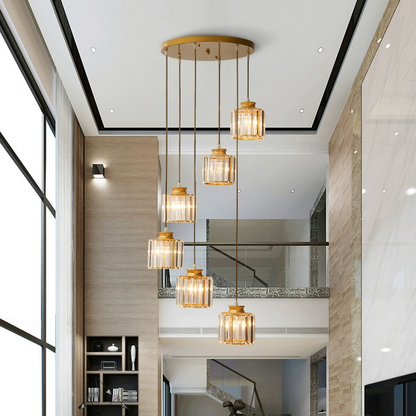 Elegant Grand Ceiling Light – Vintage Crystal Staircase Chandelier
