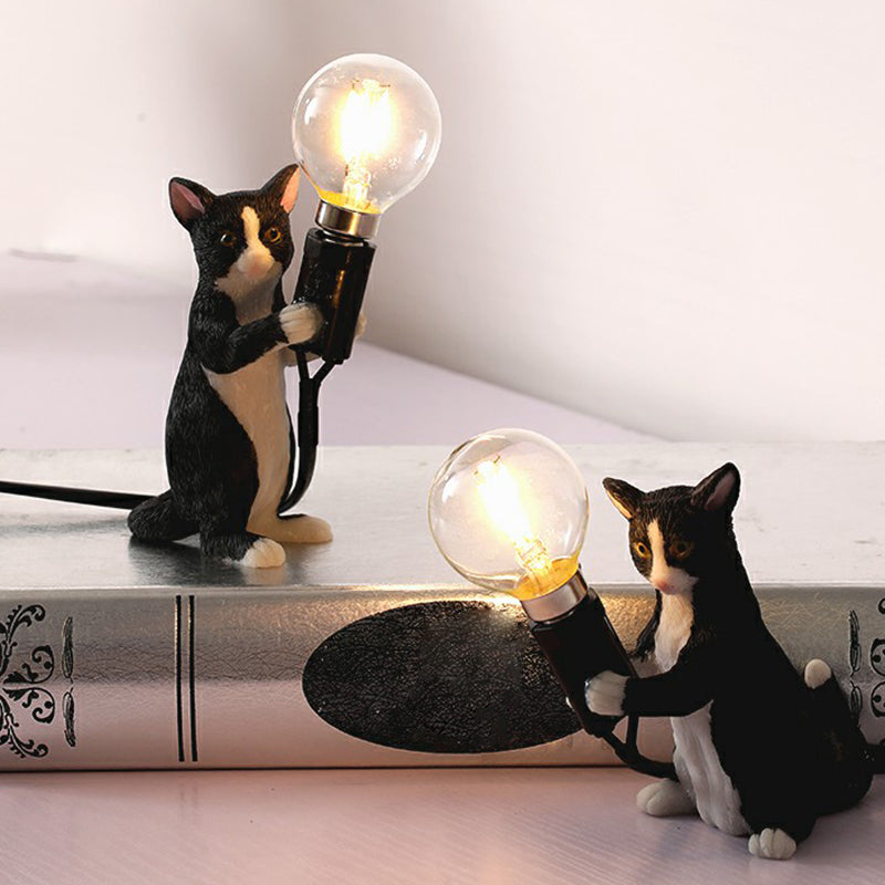 Decorative Resin Nightstand Lamp for Kids' Room - 1 Bulb Kitten Design