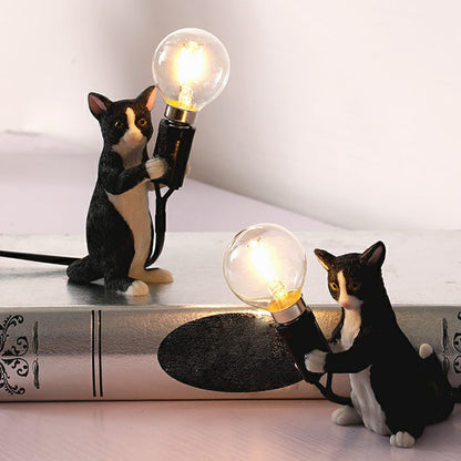 Decorative Resin Nightstand Lamp for Kids' Room - 1 Bulb Kitten Design