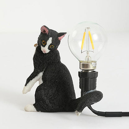 Decorative Resin Nightstand Lamp for Kids' Room - 1 Bulb Kitten Design