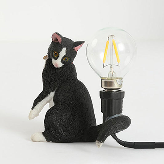Decorative Resin Nightstand Lamp for Kids' Room - 1 Bulb Kitten Design