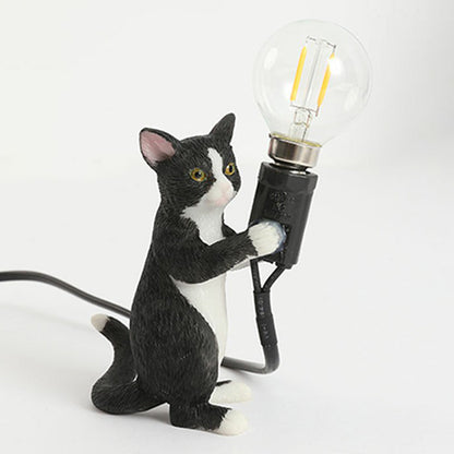 Decorative Resin Nightstand Lamp for Kids' Room - 1 Bulb Kitten Design