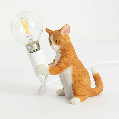 Decorative Resin Nightstand Lamp for Kids' Room - 1 Bulb Kitten Design