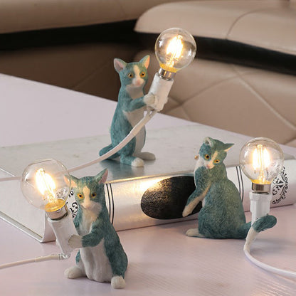 Decorative Resin Nightstand Lamp for Kids' Room - 1 Bulb Kitten Design