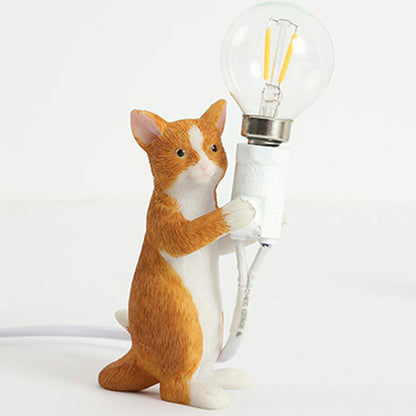 Decorative Resin Nightstand Lamp for Kids' Room - 1 Bulb Kitten Design