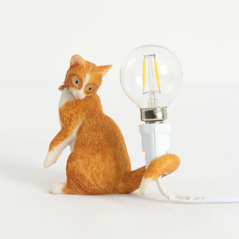Decorative Resin Nightstand Lamp for Kids' Room - 1 Bulb Kitten Design