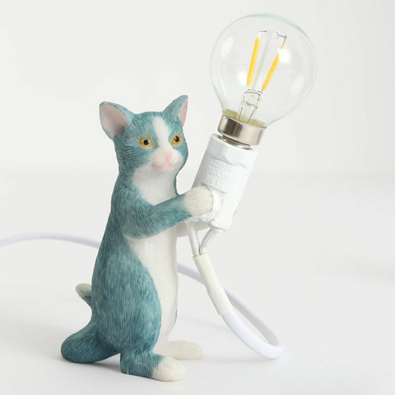 Decorative Resin Nightstand Lamp for Kids' Room - 1 Bulb Kitten Design