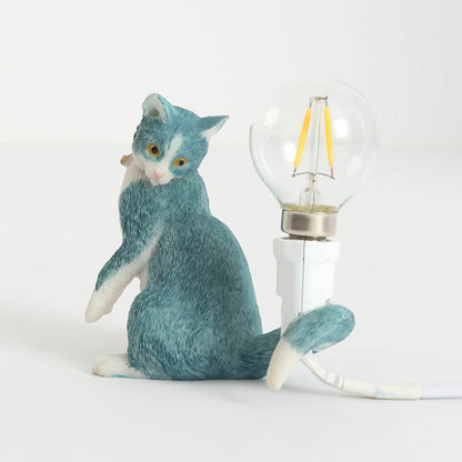 Decorative Resin Nightstand Lamp for Kids' Room - 1 Bulb Kitten Design