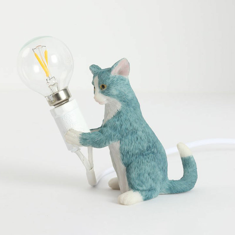 Decorative Resin Nightstand Lamp for Kids' Room - 1 Bulb Kitten Design
