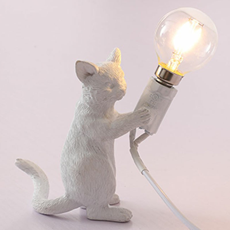 Decorative Resin Nightstand Lamp for Kids' Room - 1 Bulb Kitten Design