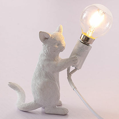 Decorative Resin Nightstand Lamp for Kids' Room - 1 Bulb Kitten Design