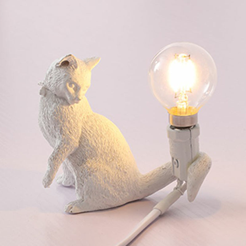 Decorative Resin Nightstand Lamp for Kids' Room - 1 Bulb Kitten Design