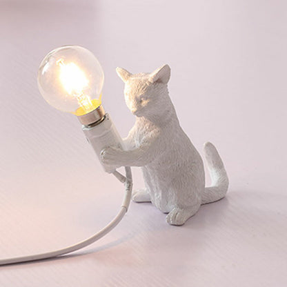 Decorative Resin Nightstand Lamp for Kids' Room - 1 Bulb Kitten Design