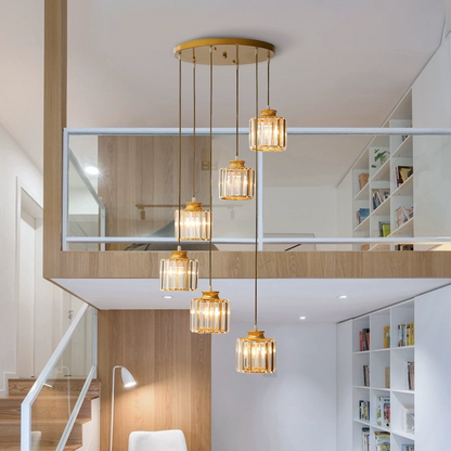 Elegant Grand Ceiling Light – Vintage Crystal Staircase Chandelier