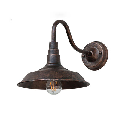 Industrial Metal Gooseneck Wall Light Fixture with Barn Shade - Outdoor 1-Bulb