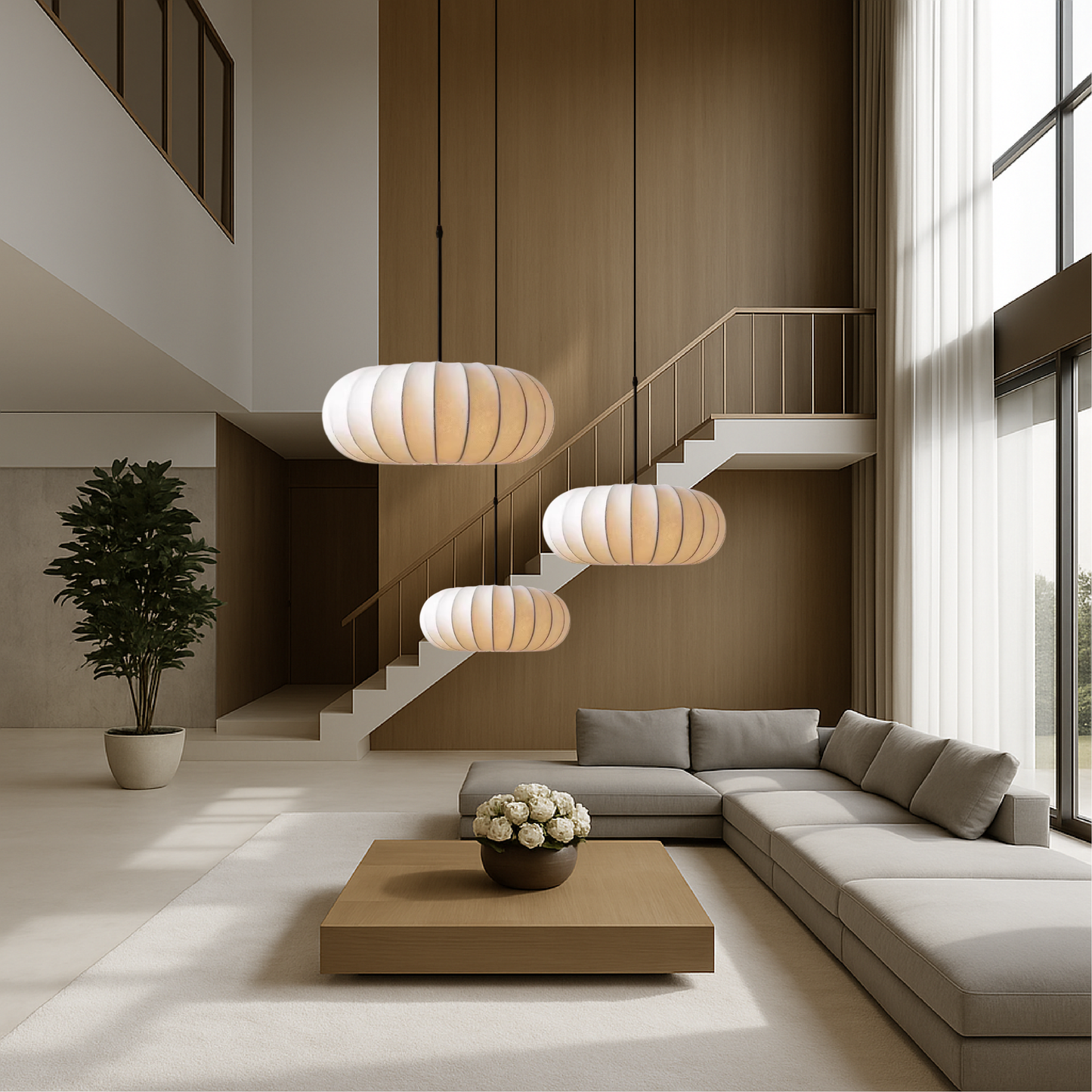 Silk Pendant Ceiling Lamp – Stylish Fabric Shade for Living Room & Bedroom