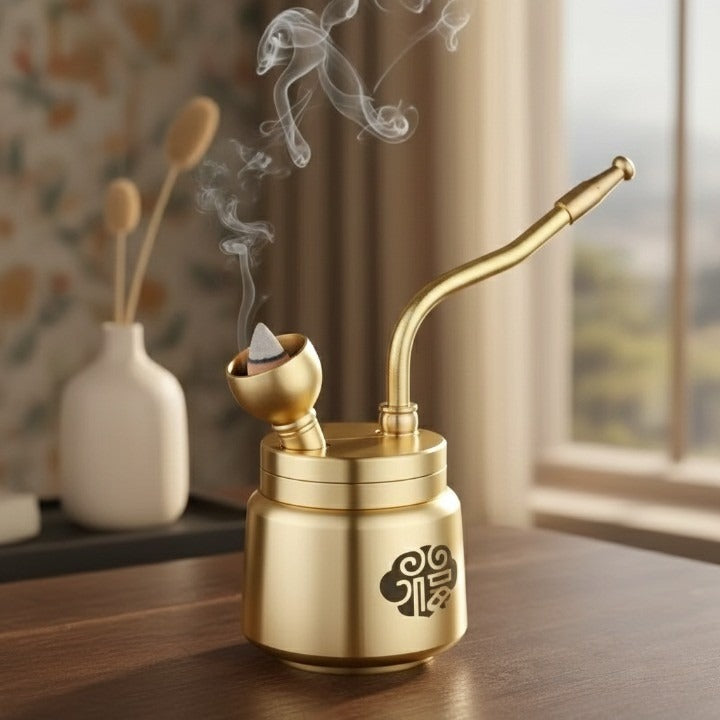 Brass Pipe Incense Burner for Aromatherapy – Artisan Design