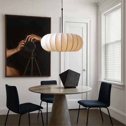 Silk Pendant Ceiling Lamp – Stylish Fabric Shade for Living Room & Bedroom