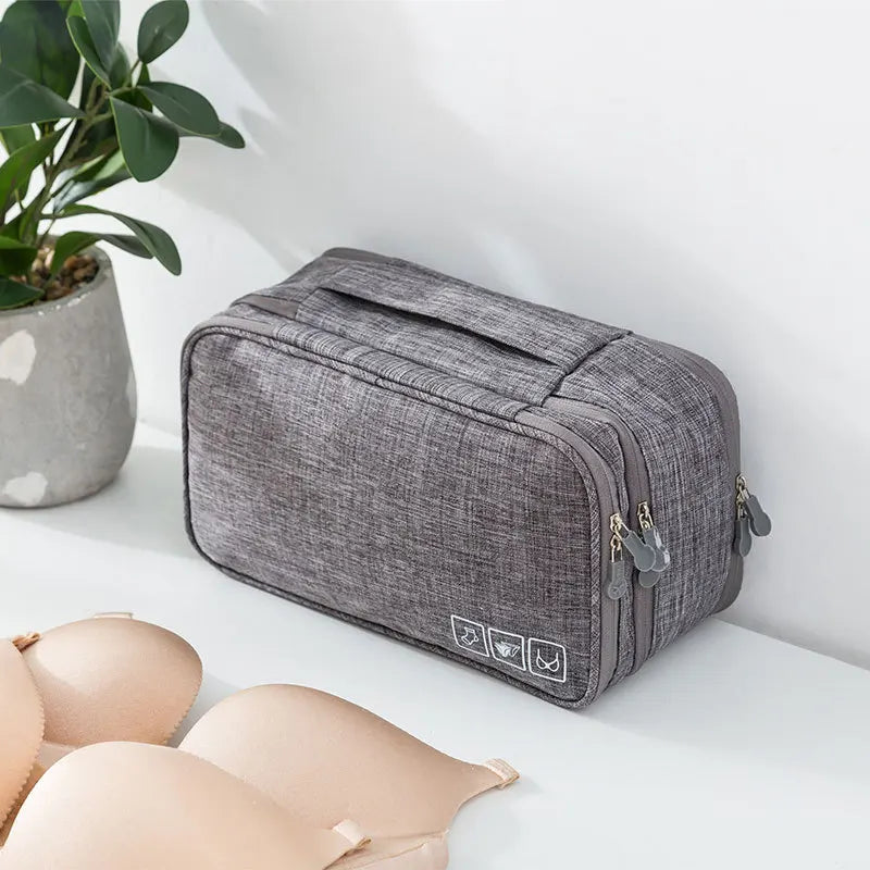 Travel Storage Bag with Multiple Compartments for Lingerie and Cosmetics – Waterproof Polyester