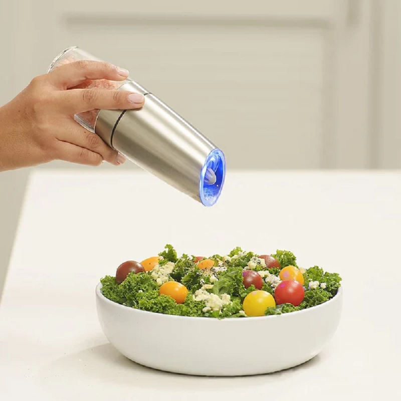 Electric Gravity-Operated Salt and Pepper Mill with Automatic Function