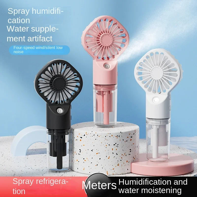 Portable Mini Handheld Fan with Water Mist | Rechargeable USB | Spray Fan for Camping, Travel & Outdoor