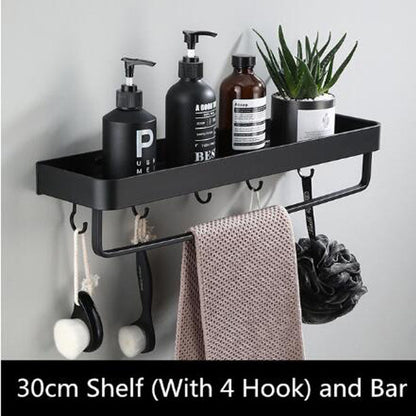 Black Aluminum Wall Shelf for Space Saving Storage