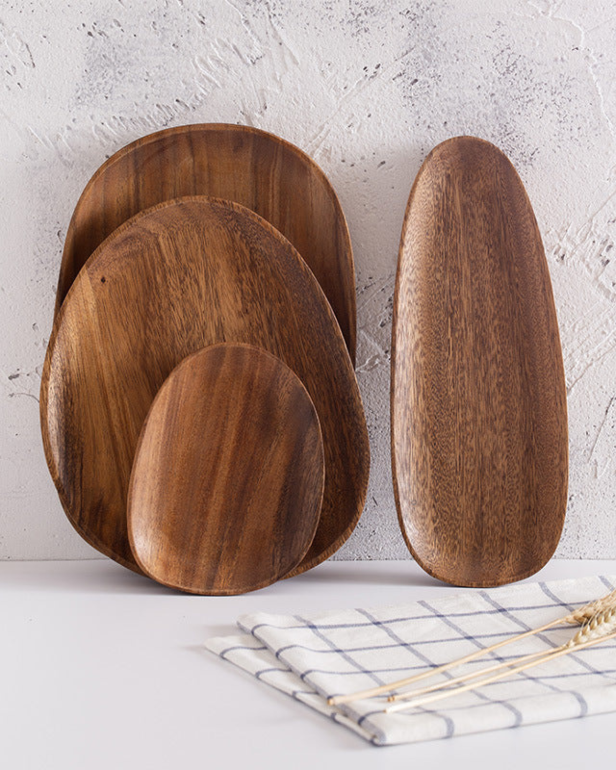 Rustic Wooden Platter Set – Natural Serving Tray for Kitchen Decor