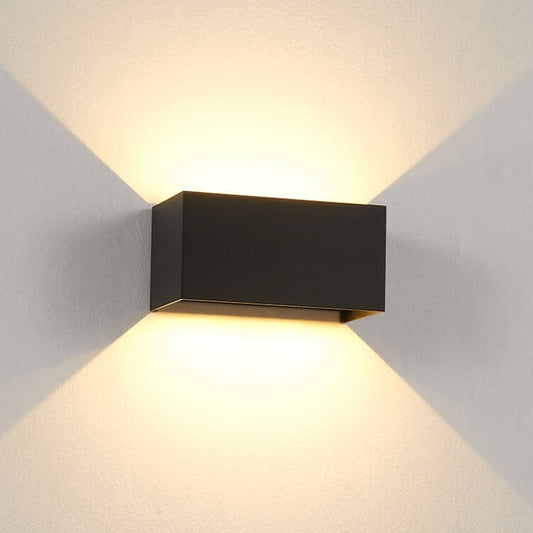 Contemporary Rectangular Waterproof LED Wall Light for Outdoor Use with Dual Light
