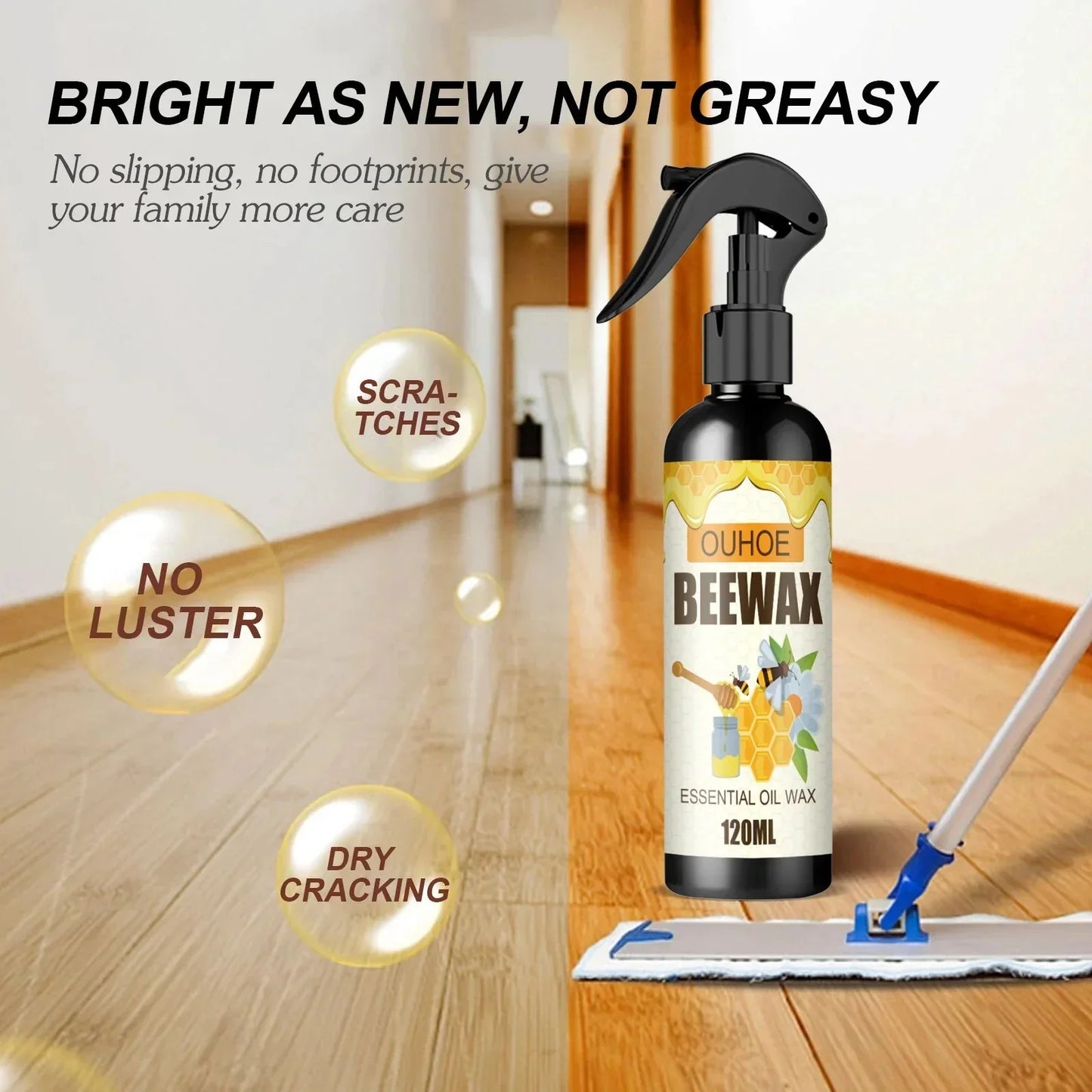 WoodRevive Natural Wax Spray 120 ml | Restores Shine & Nourishes Dry Wood | Ideal for Furniture, Floors & Wooden Surfaces