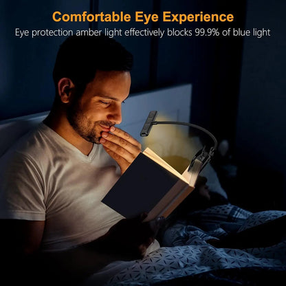 Rechargeable LED Clip Reading Light with 3 Color Modes & 10 Brightness Levels