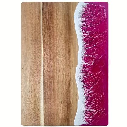 Wooden Cutting Board with Ocean Resin – Charcuterie and Cheese Platter