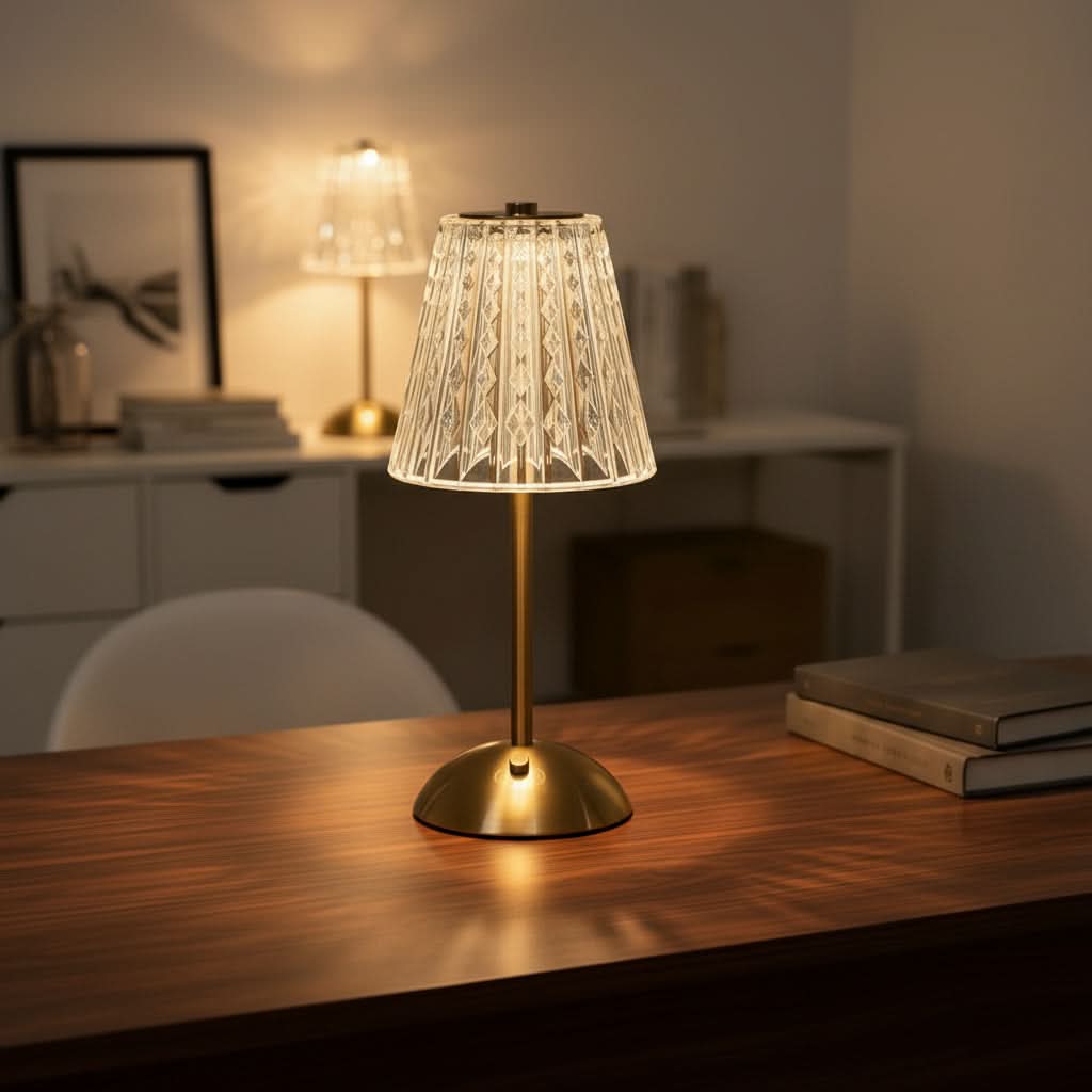 Rechargeable Golden Table Lamp for Stylish Ambient Illumination
