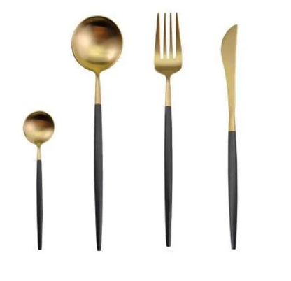 Luxury Gold and Silver Cutlery Set - 24 Stainless Steel Pieces