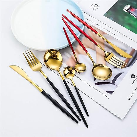 Luxury Gold and Silver Cutlery Set - 24 Stainless Steel Pieces