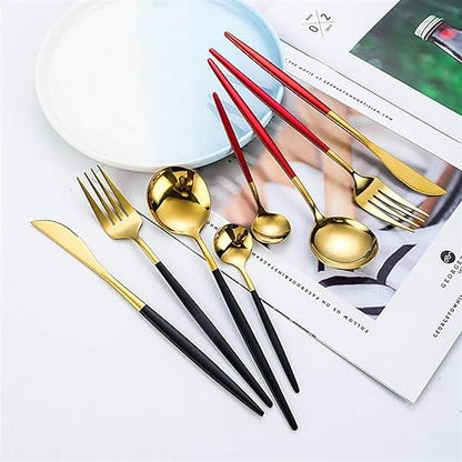Luxury Gold and Silver Cutlery Set - 24 Stainless Steel Pieces