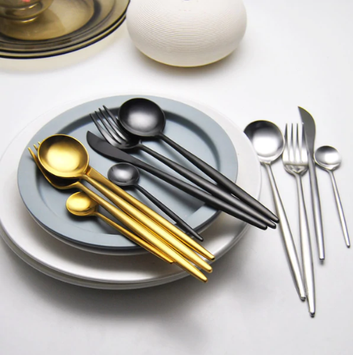 Luxury Gold and Silver Cutlery Set - 24 Stainless Steel Pieces