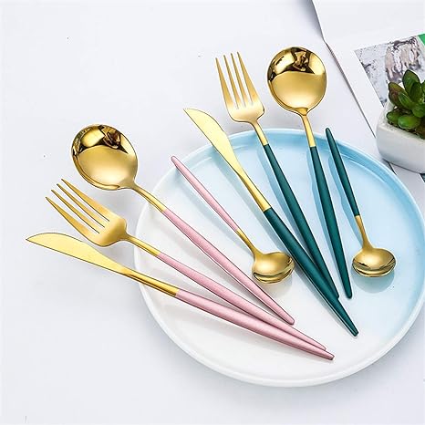 Luxury Gold and Silver Cutlery Set - 24 Stainless Steel Pieces
