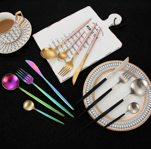 Luxury Gold and Silver Cutlery Set - 24 Stainless Steel Pieces