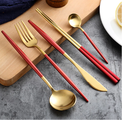 Luxury Gold and Silver Cutlery Set - 24 Stainless Steel Pieces