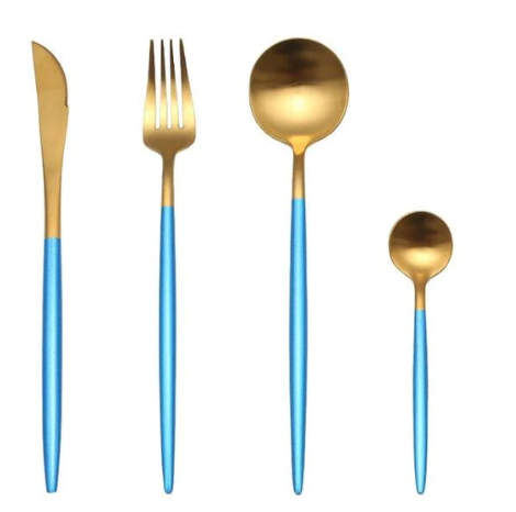 Luxury Gold and Silver Cutlery Set - 24 Stainless Steel Pieces