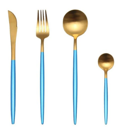 Luxury Gold and Silver Cutlery Set - 24 Stainless Steel Pieces