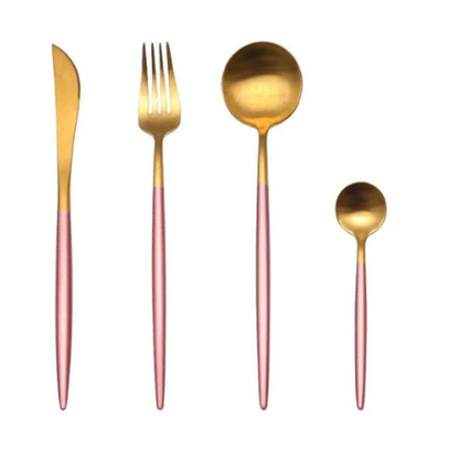 Luxury Gold and Silver Cutlery Set - 24 Stainless Steel Pieces