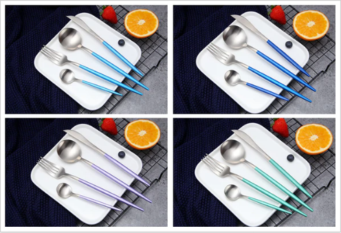 Luxury Gold and Silver Cutlery Set - 24 Stainless Steel Pieces