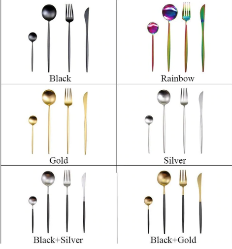 Luxury Gold and Silver Cutlery Set - 24 Stainless Steel Pieces
